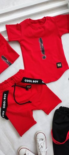 Štýlové kraťasy s trakmi Cool Boy - Červené - Veľkosť: 128