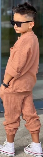 Chlapčenská 2 dielna mušelínová súprava - hnedá (Dovoz EU) - Veľkosť: 9 - 10 rokov 