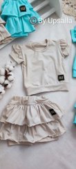 Dievčenská súprava Neya - sukňokraťasy + top BEIGE
