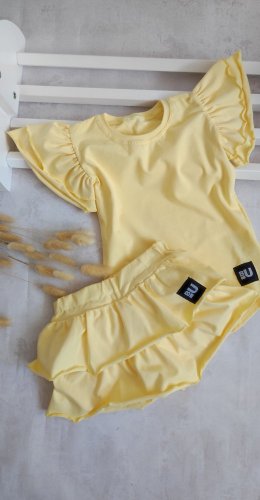 Dievčenské tričko s dvojvolánom - Žlté
