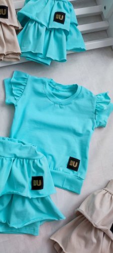 Dievčenská súprava Neya - sukňokraťasy + top Blue - Veľkosť: 92