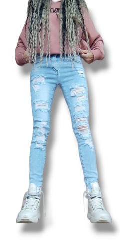 Dámske skinny extra ripped jeans modré - Hailey