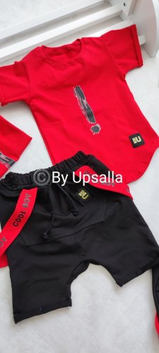 Pudlové  kraťasy s červenými trakmi Cool Boy - Čierne - Veľkosť: 98