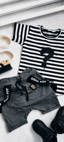 Pudlové  kraťasy s trakmi Cool Boy - Tmavo sivé