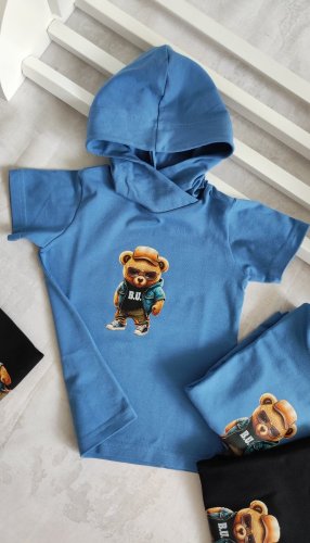 Tričko s kapucňou COOL Bear - modré