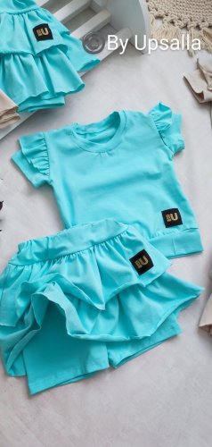 Dievčenská súprava Neya - sukňokraťasy + top Blue - Veľkosť: 92
