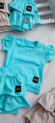 Dievčenská súprava Neya - sukňokraťasy + top Blue - Veľkosť: 92