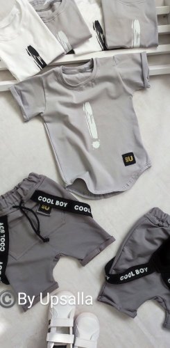 Pudlové  kraťasy s trakmi Cool Boy - šedé