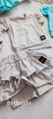 Dievčenská súprava Neya - sukňokraťasy + top BEIGE - Veľkosť: 86