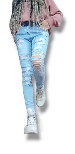 Dámske skinny extra ripped jeans modré - Hailey